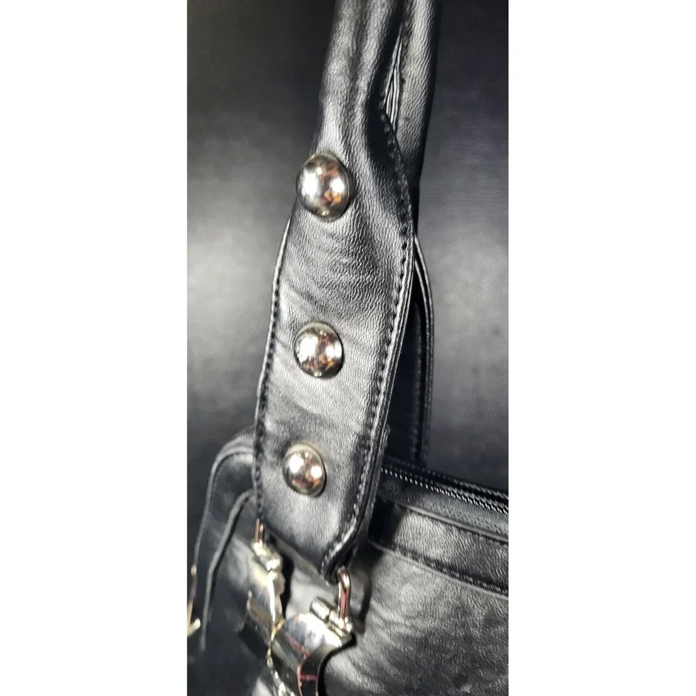 Vintage Y2K Mellow World Faux Black Leather Soho Hobo Handbag Shoulder Bag